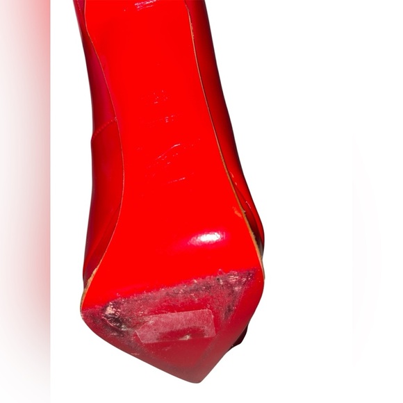 Christian Louboutin Pumps Red Patent Leather Patriotic Pointed Toe Size 35.5 - Picture 8 of 13
